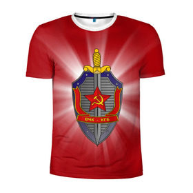 Мужская футболка 3D спортивная с принтом КГБ в Курске, 100% полиэстер с улучшенными характеристиками | приталенный силуэт, круглая горловина, широкие плечи, сужается к линии бедра | закон | кгб | охрана | россия | ссср | цру | шпион
