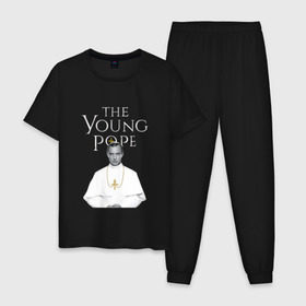 Мужская пижама хлопок с принтом Молодой Папа | The Young Pope в Курске, 100% хлопок | брюки и футболка прямого кроя, без карманов, на брюках мягкая резинка на поясе и по низу штанин
 | the young pope | джуд лоу | молодой папа