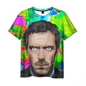 Мужская футболка 3D с принтом Доктор хаус в Курске, 100% полиэфир | прямой крой, круглый вырез горловины, длина до линии бедер | dr house | доктор хаус
