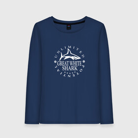 Женский лонгслив хлопок с принтом White Shark Black в Курске, 100% хлопок |  | акула | настроение | новая | пацанская | позитив | прикольные картинки