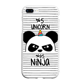 Чехол для iPhone 7Plus/8 Plus матовый с принтом 5% Единорог 95% Ниндзя в Курске, Силикон | Область печати: задняя сторона чехла, без боковых панелей | animals | ninja | panda | rainbow | stripes | единорог | животные | зверь | линии | ниндзя | панда | полосы | радуга | самурай