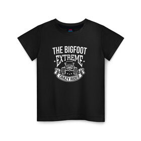 Детская футболка хлопок с принтом Bigfoot Crazy Black в Курске, 100% хлопок | круглый вырез горловины, полуприлегающий силуэт, длина до линии бедер | Тематика изображения на принте: bigfoot | автомобили | надпись | спорт