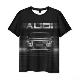 Мужская футболка 3D с принтом Audi Q7 скорость в Курске, 100% полиэфир | прямой крой, круглый вырез горловины, длина до линии бедер | audi | авто | автомобиль | ауди | кольца | красивая | кроссовер | крутая | марка | машина | надпись | немецкая иномарка | прикольная | тачка | черная | эмблема