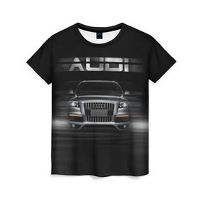 Женская футболка 3D с принтом Audi Q7 скорость в Курске, 100% полиэфир ( синтетическое хлопкоподобное полотно) | прямой крой, круглый вырез горловины, длина до линии бедер | audi | авто | автомобиль | ауди | кольца | красивая | кроссовер | крутая | марка | машина | надпись | немецкая иномарка | прикольная | тачка | черная | эмблема