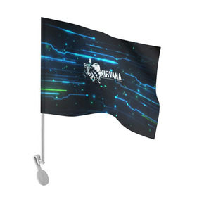 Флаг для автомобиля с принтом Схема Nirvana (Курт Кобейн) в Курске, 100% полиэстер | Размер: 30*21 см | kurt cobain | микросхема | нирвана | плата