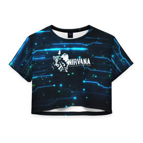 Женская футболка 3D укороченная с принтом Схема Nirvana (Курт Кобейн) в Курске, 100% полиэстер | круглая горловина, длина футболки до линии талии, рукава с отворотами | kurt cobain | микросхема | нирвана | плата