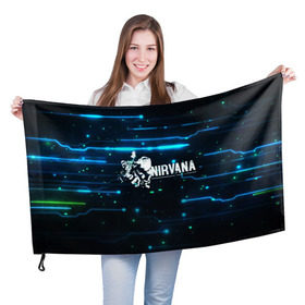 Флаг 3D с принтом Схема Nirvana (Курт Кобейн) в Курске, 100% полиэстер | плотность ткани — 95 г/м2, размер — 67 х 109 см. Принт наносится с одной стороны | kurt cobain | микросхема | нирвана | плата