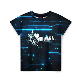 Детская футболка 3D с принтом Схема Nirvana (Курт Кобейн) в Курске, 100% гипоаллергенный полиэфир | прямой крой, круглый вырез горловины, длина до линии бедер, чуть спущенное плечо, ткань немного тянется | kurt cobain | микросхема | нирвана | плата