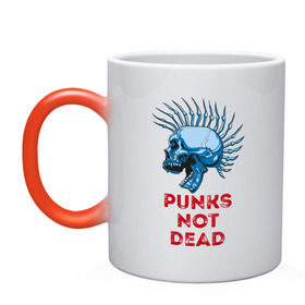 Кружка хамелеон с принтом Punks not dead в Курске, керамика | меняет цвет при нагревании, емкость 330 мл | music | punk | rock | skull | музыка | панк | рок | череп | черепа
