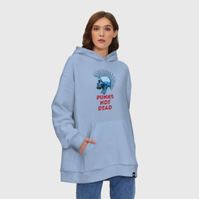 Худи SuperOversize хлопок с принтом Punks not dead в Курске, 70% хлопок, 30% полиэстер, мягкий начес внутри | карман-кенгуру, эластичная резинка на манжетах и по нижней кромке, двухслойный капюшон
 | music | punk | rock | skull | музыка | панк | рок | череп | черепа