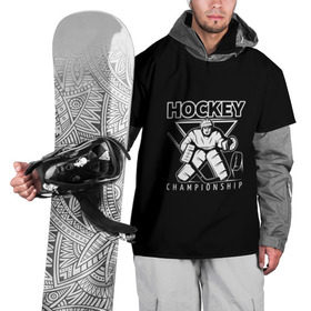 Накидка на куртку 3D с принтом Hockey Championship в Курске, 100% полиэстер |  | bandy | hockey | клюшка | коньки | лед | спорт | хоккей