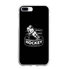 Чехол для iPhone 7Plus/8 Plus матовый с принтом Championship Hockey! в Курске, Силикон | Область печати: задняя сторона чехла, без боковых панелей | Тематика изображения на принте: bandy | hockey | клюшка | коньки | лед | спорт | хоккей