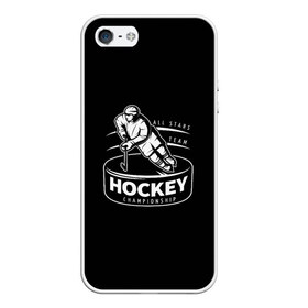 Чехол для iPhone 5/5S матовый с принтом Championship Hockey! в Курске, Силикон | Область печати: задняя сторона чехла, без боковых панелей | Тематика изображения на принте: bandy | hockey | клюшка | коньки | лед | спорт | хоккей