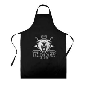 Фартук 3D с принтом Bear hockey в Курске, 100% полиэстер | общий размер — 65 х 85 см, ширина нагрудника — 26 см, горловина — 53 см, длина завязок — 54 см, общий обхват в поясе — 173 см. Принт на завязках и на горловине наносится с двух сторон, на основной части фартука — только с внешней стороны | bandy | hockey | клюшка | коньки | лед | спорт | хоккей