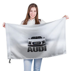 Флаг 3D с принтом Audi серебро в Курске, 100% полиэстер | плотность ткани — 95 г/м2, размер — 67 х 109 см. Принт наносится с одной стороны | ауди | машина