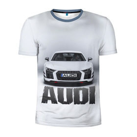 Мужская футболка 3D спортивная с принтом Audi серебро в Курске, 100% полиэстер с улучшенными характеристиками | приталенный силуэт, круглая горловина, широкие плечи, сужается к линии бедра | ауди | машина
