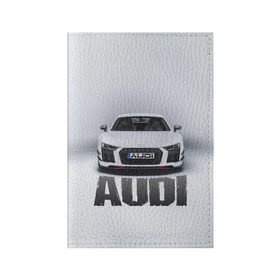 Обложка для паспорта матовая кожа с принтом Audi серебро в Курске, натуральная матовая кожа | размер 19,3 х 13,7 см; прозрачные пластиковые крепления | ауди | машина