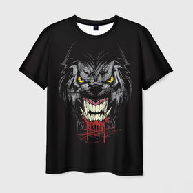 Мужская футболка 3D с принтом Волк в Курске, 100% полиэфир | прямой крой, круглый вырез горловины, длина до линии бедер | волк | глаза | животное | зверь | клыки | кровь | оборотень | собака