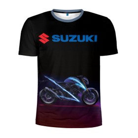 Мужская футболка 3D спортивная с принтом Suzuki в Курске, 100% полиэстер с улучшенными характеристиками | приталенный силуэт, круглая горловина, широкие плечи, сужается к линии бедра | suzuki | байк | мотик | мото | мотоцикл | спортбайк | сузуки