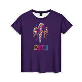 Женская футболка 3D с принтом Led Zeppelin Color в Курске, 100% полиэфир ( синтетическое хлопкоподобное полотно) | прямой крой, круглый вырез горловины, длина до линии бедер | рок