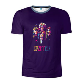 Мужская футболка 3D спортивная с принтом Led Zeppelin Color в Курске, 100% полиэстер с улучшенными характеристиками | приталенный силуэт, круглая горловина, широкие плечи, сужается к линии бедра | рок