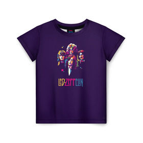 Детская футболка 3D с принтом Led Zeppelin Color в Курске, 100% гипоаллергенный полиэфир | прямой крой, круглый вырез горловины, длина до линии бедер, чуть спущенное плечо, ткань немного тянется | Тематика изображения на принте: рок