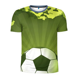 Мужская футболка 3D спортивная с принтом Футбол без границ в Курске, 100% полиэстер с улучшенными характеристиками | приталенный силуэт, круглая горловина, широкие плечи, сужается к линии бедра | зеленый | игра | мяч | поле