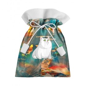 Подарочный 3D мешок с принтом Белый котик в Курске, 100% полиэстер | Размер: 29*39 см | Тематика изображения на принте: cat | арт | взгляд | кот | кот хипстер | котёнок | котятки | котятушки | кошечки | кошка | мордочка