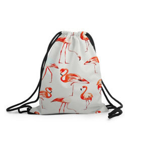 Рюкзак-мешок 3D с принтом Фламинго в Курске, 100% полиэстер | плотность ткани — 200 г/м2, размер — 35 х 45 см; лямки — толстые шнурки, застежка на шнуровке, без карманов и подкладки | Тематика изображения на принте: арт | птицы | текстура | фламинго