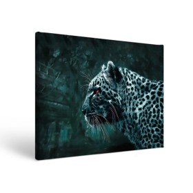 Холст прямоугольный с принтом Леопард неоновый в Курске, 100% ПВХ |  | гепард | леопард | темный | хищник