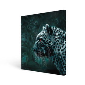 Холст квадратный с принтом Леопард неоновый в Курске, 100% ПВХ |  | гепард | леопард | темный | хищник