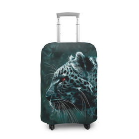Чехол для чемодана 3D с принтом Леопард неоновый в Курске, 86% полиэфир, 14% спандекс | двустороннее нанесение принта, прорези для ручек и колес | гепард | леопард | темный | хищник
