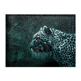 Обложка для студенческого билета с принтом Леопард неоновый в Курске, натуральная кожа | Размер: 11*8 см; Печать на всей внешней стороне | гепард | леопард | темный | хищник