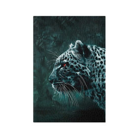 Обложка для паспорта матовая кожа с принтом Леопард неоновый в Курске, натуральная матовая кожа | размер 19,3 х 13,7 см; прозрачные пластиковые крепления | гепард | леопард | темный | хищник