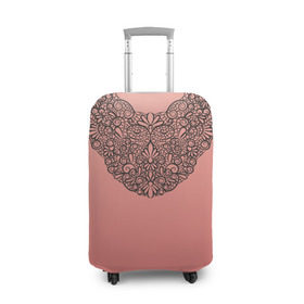 Чехол для чемодана 3D с принтом Кружевной воротник в Курске, 86% полиэфир, 14% спандекс | двустороннее нанесение принта, прорези для ручек и колес | градиент | имитация | розовый
