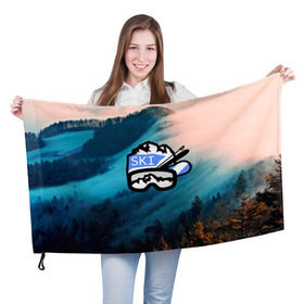 Флаг 3D с принтом SKI в Курске, 100% полиэстер | плотность ткани — 95 г/м2, размер — 67 х 109 см. Принт наносится с одной стороны | ski patrol | sport | возвышение | возвышенность | гора | горка | национальный парк | облака | склон | снег | спорт | холм