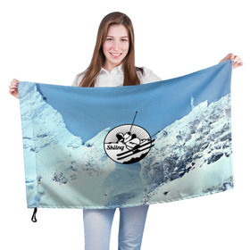 Флаг 3D с принтом Лыжный спорт в Курске, 100% полиэстер | плотность ткани — 95 г/м2, размер — 67 х 109 см. Принт наносится с одной стороны | ski patrol | sport | возвышение | возвышенность | гора | горка | национальный парк | облака | склон | снег | спорт | холм