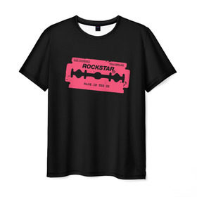 Мужская футболка 3D с принтом Rockstar Razor в Курске, 100% полиэфир | прямой крой, круглый вырез горловины, длина до линии бедер | Тематика изображения на принте: auto | dead | grand | red | redemption | theft | бритва | гта | лезвие | рокстар
