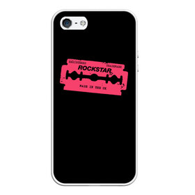 Чехол для iPhone 5/5S матовый с принтом Rockstar Razor в Курске, Силикон | Область печати: задняя сторона чехла, без боковых панелей | auto | dead | grand | red | redemption | theft | бритва | гта | лезвие | рокстар