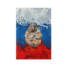 Обложка для паспорта матовая кожа с принтом Буйвол в Курске, натуральная матовая кожа | размер 19,3 х 13,7 см; прозрачные пластиковые крепления | abstraction | grunge | абстракция | буйвол | бык | краска | русский | триколор | я русский
