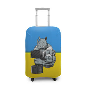 Чехол для чемодана 3D с принтом Спортивный носорог в Курске, 86% полиэфир, 14% спандекс | двустороннее нанесение принта, прорези для ручек и колес | abstraction | grunge | абстракция | два цвета | краска | носорог | украинец | я украинец