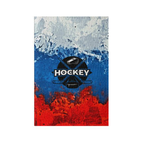 Обложка для паспорта матовая кожа с принтом Хоккей триколор в Курске, натуральная матовая кожа | размер 19,3 х 13,7 см; прозрачные пластиковые крепления | Тематика изображения на принте: bandy | hockey | клюшка | коньки | лед | россия | русский хоккей | спорт | хоккей | чемпионат
