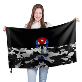 Флаг 3D с принтом Made in Cuba в Курске, 100% полиэстер | плотность ткани — 95 г/м2, размер — 67 х 109 см. Принт наносится с одной стороны | camouflage | made in cuba | skull | абстракция | города | камуфляж | куба | нация | страны | текстуры | череп
