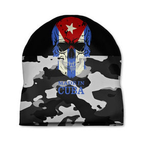 Шапка 3D с принтом Made in Cuba в Курске, 100% полиэстер | универсальный размер, печать по всей поверхности изделия | Тематика изображения на принте: camouflage | made in cuba | skull | абстракция | города | камуфляж | куба | нация | страны | текстуры | череп