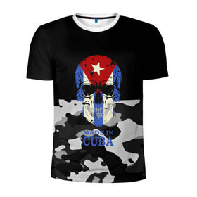 Мужская футболка 3D спортивная с принтом Made in Cuba в Курске, 100% полиэстер с улучшенными характеристиками | приталенный силуэт, круглая горловина, широкие плечи, сужается к линии бедра | camouflage | made in cuba | skull | абстракция | города | камуфляж | куба | нация | страны | текстуры | череп