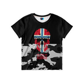 Детская футболка 3D с принтом Made in Norway в Курске, 100% гипоаллергенный полиэфир | прямой крой, круглый вырез горловины, длина до линии бедер, чуть спущенное плечо, ткань немного тянется | camouflage | made in norway | skull | абстракция | города | камуфляж | нация | норвегия | страны | текстуры | череп