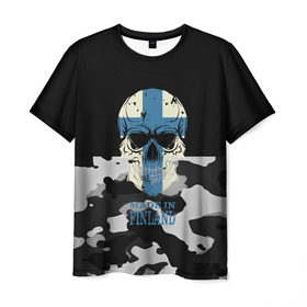 Мужская футболка 3D с принтом Made in Finland в Курске, 100% полиэфир | прямой крой, круглый вырез горловины, длина до линии бедер | Тематика изображения на принте: camouflage | made in finland | skull | абстракция | города | камуфляж | нация | страны | текстуры | череп