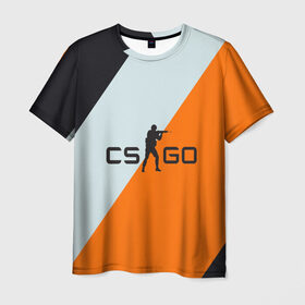 Мужская футболка 3D с принтом Cs Go Asi #2 в Курске, 100% полиэфир | прямой крой, круглый вырез горловины, длина до линии бедер | cs go | контр страйк гоу  полосы | оранжевый | серый | чёрный