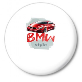 Значок с принтом BMW style в Курске,  металл | круглая форма, металлическая застежка в виде булавки | 