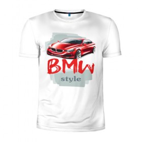 Мужская футболка 3D спортивная с принтом BMW style в Курске, 100% полиэстер с улучшенными характеристиками | приталенный силуэт, круглая горловина, широкие плечи, сужается к линии бедра | Тематика изображения на принте: 
